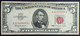 PB0211 - USA SERIES 1963 Banknote 5 Dollars Red Seal Certificate Serial #A 60345898 A - United States Notes (1928-1953)