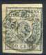 Parma 1857, Sassone N. 11b, C. 40 Su Azzurro, 2° Tipo (zero Stretto), Usato, Cat. € 1500 - Firme A. Diena E G. Biondi - Parma