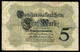 Germany - Duitsland , 6stellig ( A ) Ersten  Weltkriegs , 5 Mark  1914-1918 - NR D 350734 . - 5 Mark