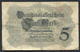 Germany - Duitsland ,6stellig ( A )  Ersten Weltkriegs , 5 Mark  1914-1918 - NR E 660057 . - 5 Mark