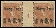 * MONG-TZEU - Poste - 25, Paire Millésime "4", Pli Sur 1 Exemplaire: 30c. Brun S. Chamois (Maury) - Unused Stamps