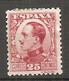 ESP 1930- Yv. N° 408   *    25c Rouge Carminé  Aphonse XIII Cote  0,75 Euro BE  2 Scans - Nuovi