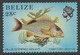 BELIZE 1984 25 C. Fish Superb U/M VARIETY: MSSING COLOURS BLACK AND YELLOW - Belice