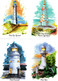 Russia 2021 Set 12 Cards + Map Of Lighthouses Of The Crimean Peninsula + Sticker Pack - Other & Unclassified