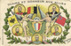 Militaria Patriotique Illustrateur Signé GLOIRE ET HONNEUR AUX ALLIES  GEORGES V  POINCARE  NICOLAS II  PIERRE I  ALBERV - Patriottisch