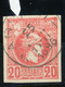 GRIECHENLAND 1889/98 Kleiner Hermeskopf 20 L Karmin, 3 Gest. Pra.-Stücke ABARTEN - Abarten Und Kuriositäten