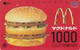 Carte Prépayée JAPON - MCDONALD'S - Hamburger 1000 YENS / C Avec Logo ** ONE PUNCH ** - JAPAN Prepaid U Card - 188 - Alimentation