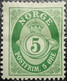 Norvège 1883-90 Y&T N°38 Vert Bleuâtre. Neuf* MLH (Perforation: 14½ X 13½) - Nuevos