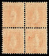 SUISSE - N°  71** - HELVETIA "debout" - BLOC DE 4.- Orange Foncé. - Unused Stamps