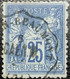 France N°79 Sage 25c. Bleu. Cachet Convoyeur Macon? à Beaumont - 1876-1898 Sage (Type II)