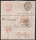 1851. LONDRES A CÁDIZ. FECHADOR Y TRÁNSITOS. PORTEO 11.R REALES. MARCA INSPECCIÓN CORREOS Y POSTAS. MUY INTERESANTE. - ...-1840 Préphilatélie