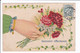 Carte Embossée Avec Main Tenant Bouquet De Fleurs "Souvenir Affectueux - Autres & Non Classés