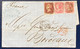 Angleterre Lettre De 1858 N°10 1penny Brun Rouge & N°17 (moyenne Jarretière) En Paire Obl GC 21 Pour Bordeaux RR - Brieven En Documenten