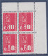 Marianne De Béquet 80c Rouge Bloc De 4 N°1816 Coin De Feuille Haut Verso Gomme Jaunâtre - 1971-1976 Marianne De Béquet