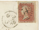 GB 1856 QV 1d Red-brown Lightly Blue Paper Perf.14 (ED) Cvr Duplex-cancel "74" - Lettres & Documents