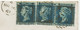 GB 1861 QV 2d Blue Pl.8 (3x GE,GI,GJ) Very Rare Multifranking Superb Cvr "79" - Brieven En Documenten