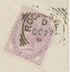 GB 1882 QV 1 D Die I 14 Dots Bluish Lilac "ROCHESTER" Squared Circle COVER - Cartas & Documentos