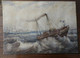 BATEAU A AUBES AQUARELLE REMORQUEUR 1912 Souvenir Mariage Ferdinand Des Ternes, Aquarelle Et Crayon, En 25 Sur 18 Cm - Arte