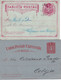 CHILI - 1886 + 1894 - ENTIER POSTAL - 2 CARTES (UNE A BORD Du VAPEUR "PENTAUR") - TARIF INTERIEUR - Cile