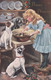 CHIENS AVEC JEUNE FILLE RAPHAEL TUCK & SONS SIGNE OILETTE N°8282 - Nieuwjaar