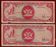 TRINIDAD & TOBAGO BANKNOTE - 2 NOTES 1 DOLLAR (1977) P#30a F (NT#02) - Trinidad & Tobago