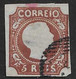 Portugal 1855 - Pedro V, Reddish Brown 5r, Straight Hair Numerical Cancellation. Used Mundifil 2700€ Type VII - Autres & Non Classés