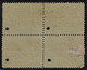 Brazil 1913 Stamp RHM-D-5 2,000 Réis Block Of 4 Hole And Overprint Specimen Unused - Ungebraucht