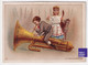 Jolie Chromo Appel Circa 1880 Au Bon Marché Boucicaut Paris Musique Instrument Cuivre Tuba Ophicléide Chat Fille 46-63 - Au Bon Marché