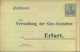 1885/1905 (ca.), Ganzsachenkarten Mit Privatem Zudruck "Verwaltung Der Gasanstalten, Erfurt" - Otros & Sin Clasificación