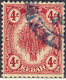 MALAYA KEDAH 1921 Rice Sheaf 4 Cents Red VFU MAJOR ERROR & VARIETY: DRY PRINT - Kedah