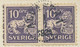 SCHWEDEN 1934 10Ö Löwe (Paar, ABART Linke Marke M. Farbe Im Linken Rand) Als MeF - Cartas & Documentos