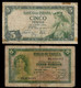 SPAIN BANKNOTE - 2 USED NOTES 5 PESETAS 1935 - 1954 P#85a-146a F (NT#03) - 10 Peseten