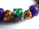 Bracelet Artisanal, Jade, Verre, Cubes Facettés, Bijou Multicolore, Violet, Vert, Perles Filigrane Doré, élégant, Raffin - Armbanden