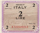 ITALIA  2  LIRE  1943 P-M11  UNC - 2. WK - Alliierte Besatzung