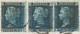 GB 1860 QV TWO PENCE Blue Pl.8 (3x, MA, SD, SE) Extremely Rare Multiple Postage - Cartas & Documentos