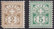 SUISSE, 1905-07, Helvetia Marque De Contrôle B, 2c, 5c (Yvert 100*-102**) - Unused Stamps