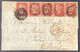 Grande Bretagne Lettre 1862 Bande De 5 Yvert N°14 Obl Killer W15 De Londres Pour Paris Pas Si Courant TTB - Lettres & Documents