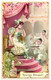 Delcampe - 4 Cartes Chromo Gellé Frères Parfum 1898 Calendrier Paris Pierrot Bouquet De Trianon Regina Bouquet Idylle   Lith.Baily - Vintage (until 1960)