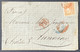 Espagne Lettre 1869 N°88a Doce Cuartos Orange Obl Dateur Rouge Ambulant "Norte AMB .DESC  Annonay Pas Courant Ainsi ! - Briefe U. Dokumente