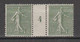 Semeuse Lignée 15c Vert-gris Type IV De  1924 - Millesimes