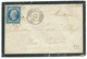 N° 14 BLEU NAPOLEON SUR LETTRE / PEYRIAC MINERVOIS POUR MAS CABARDES / 24 JUIN 1859 - 1849-1876: Periodo Clásico