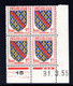 YT-N°: 1002 - Blason De BOURBONNAIS, Coin Daté Du 31.03.1955, Galvano A De A+B, 3e Tirage, NSC/**/MNH - 1950-1959