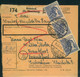 1948, 80 Pfg. Arbeiter Im Senkrechten 3-er-Streifen Auf Paketkarte Ab REINBEK (Bz. Hamburg) - 957 (3) - Sonstige & Ohne Zuordnung