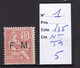 FRANCE FRANCHISE MILITAIRE N°1-N**TB-COTE:235 EUROS-VOIR SCAN RECTO/VERSO-R008 - War Stamps