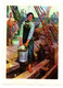 Illustration Couleur Chinoise Ou Autre Pays Asiatique Représentant Une Jeune Fille Portant Un Seau - Format : 18x13 Cm - Papel Chino