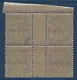 France Cours D'instruction Type Blanc Bloc De 4 Millésimé 5 N°107a CI-3** Surcharge Specimen Superbe Signé Calves - 1900-29 Blanc