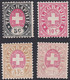 SUISSE, 1868-81,   (Yvert 1-2-6-8) - Telegraafzegels