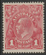 Australia 1914 KG5 Head 1d Pale Carmine P14 Die I Fine Mounted Mint With Inverted Watermark, SG 21w - Nuevos
