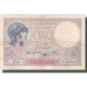 France, 5 Francs, Violet, 1939, 1939-07-13, TB+, Fayette:4.1, KM:83 - 5 F 1917-1940 ''Violet''