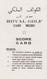 Maroc, Royale Golf Cabo Negro. Score Card. - Other & Unclassified